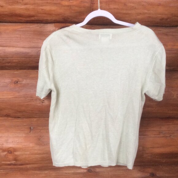 Jaclyn Smith VTG Light Green Floral Embroidered Cottagecore 90s Sweater Medium - Picture 2 of 4